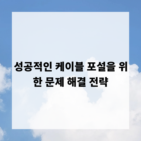성공적인 케이블 포설을 위한 문제 해결 전략