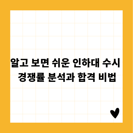 알고 보면 쉬운 인하대 수시 경쟁률 분석과 합격 비법