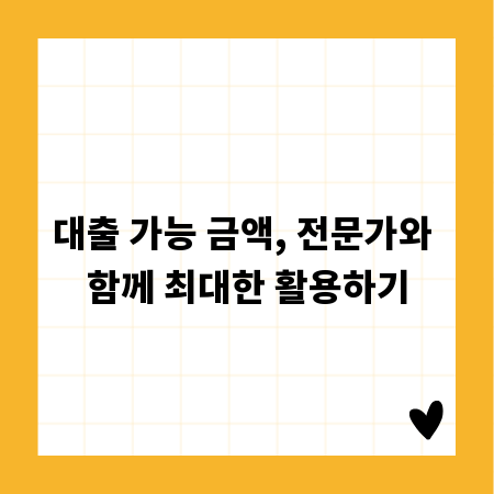 대출 가능 금액, 전문가와 함께 최대한 활용하기
