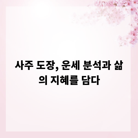 사주 도장, 운세 분석과 삶의 지혜를 담다
