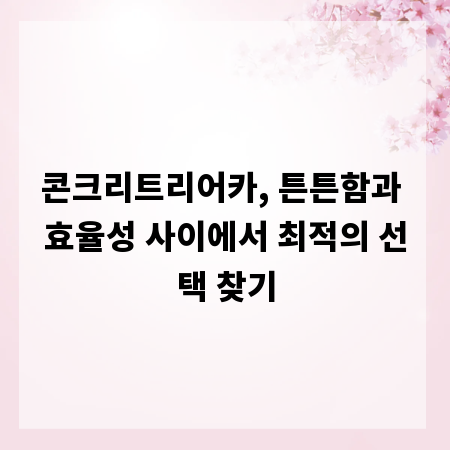 콘크리트리어카, 튼튼함과 효율성 사이에서 최적의 선택 찾기
