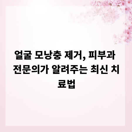 얼굴 모낭충 제거, 피부과 전문의가 알려주는 최신 치료법