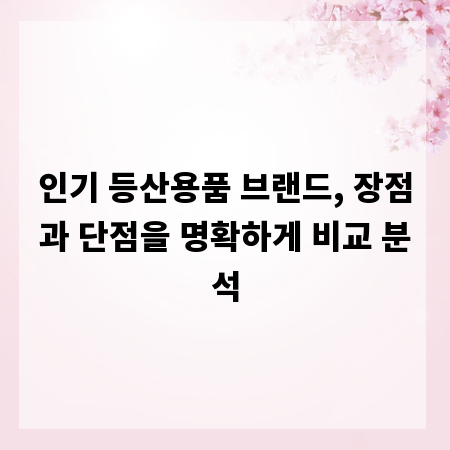 인기 등산용품 브랜드, 장점과 단점을 명확하게 비교 분석