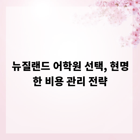 뉴질랜드 어학원 선택, 현명한 비용 관리 전략