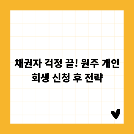 채권자 걱정 끝! 원주 개인회생 신청 후 전략