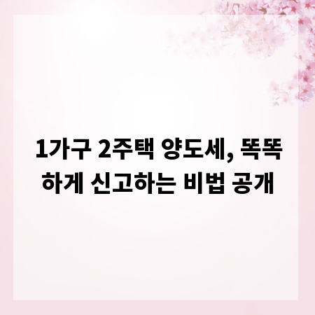 1가구 2주택 양도세, 똑똑하게 신고하는 비법 공개