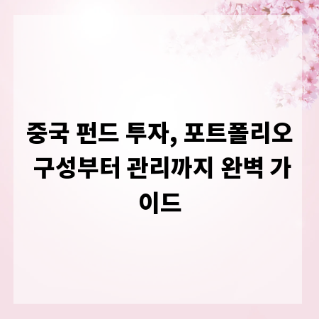 중국 펀드 투자, 포트폴리오 구성부터 관리까지 완벽 가이드