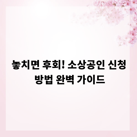 놓치면 후회! 소상공인 신청 방법 완벽 가이드