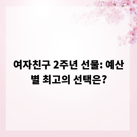 여자친구 2주년 선물: 예산별 최고의 선택은?