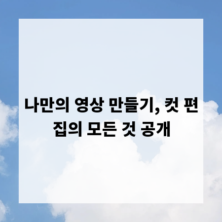 나만의 영상 만들기, 컷 편집의 모든 것 공개