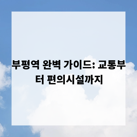 부평역 완벽 가이드: 교통부터 편의시설까지