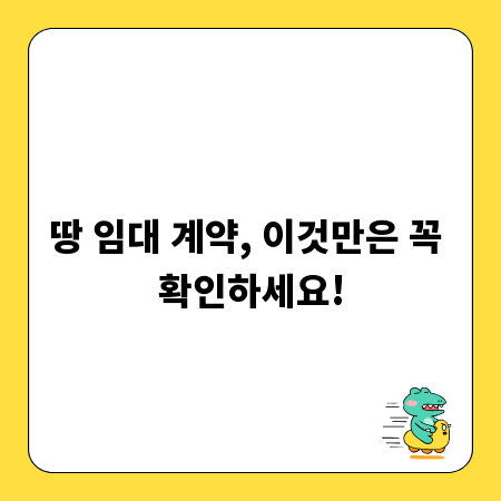 땅 임대 계약, 이것만은 꼭 확인하세요!
