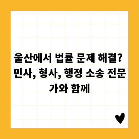 울산에서 법률 문제 해결? 민사, 형사, 행정 소송 전문가와 함께