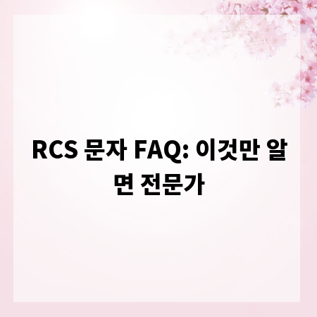 RCS 문자 FAQ: 이것만 알면 전문가