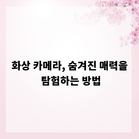 화상 카메라, 숨겨진 매력을 탐험하는 방법