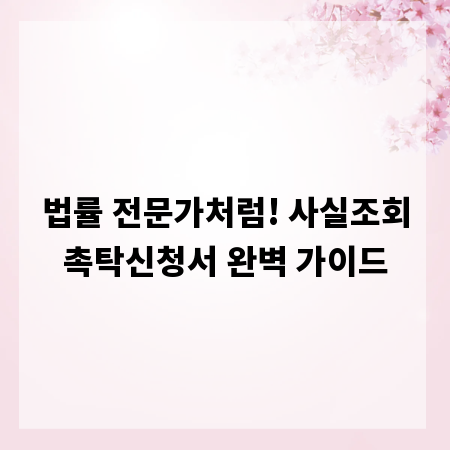 법률 전문가처럼! 사실조회촉탁신청서 완벽 가이드