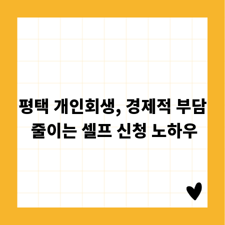 평택 개인회생, 경제적 부담 줄이는 셀프 신청 노하우