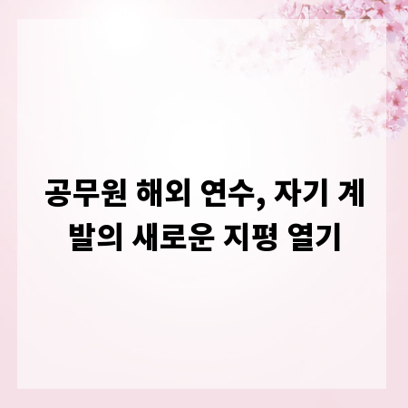 공무원 해외 연수, 자기 계발의 새로운 지평 열기
