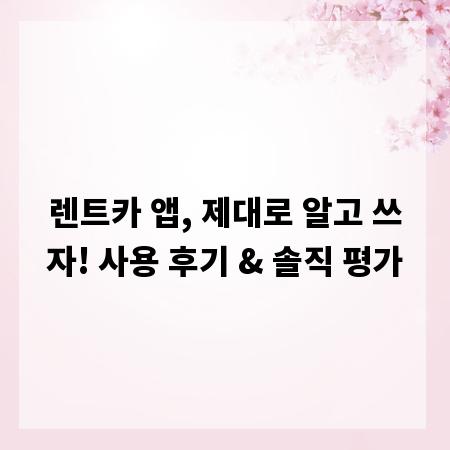 렌트카 앱, 제대로 알고 쓰자! 사용 후기 & 솔직 평가
