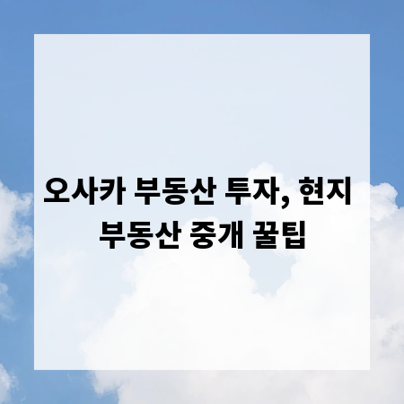 오사카 부동산 투자, 현지 부동산 중개 꿀팁