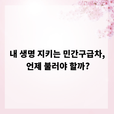 내 생명 지키는 민간구급차, 언제 불러야 할까?
