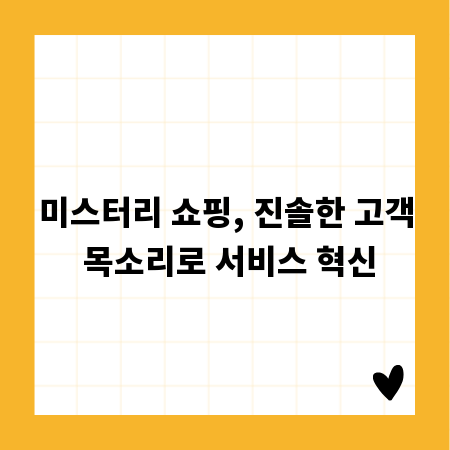 미스터리 쇼핑, 진솔한 고객 목소리로 서비스 혁신