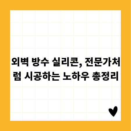 외벽 방수 실리콘, 전문가처럼 시공하는 노하우 총정리