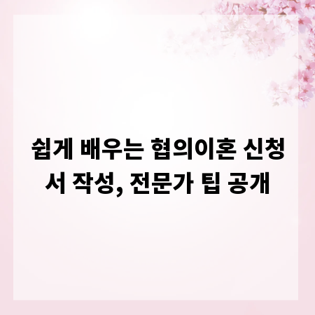 쉽게 배우는 협의이혼 신청서 작성, 전문가 팁 공개