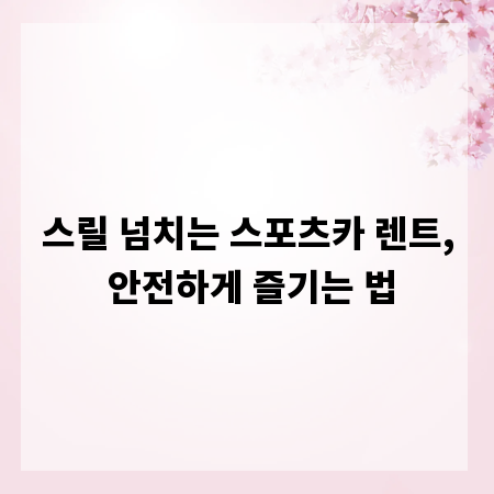 스릴 넘치는 스포츠카 렌트, 안전하게 즐기는 법