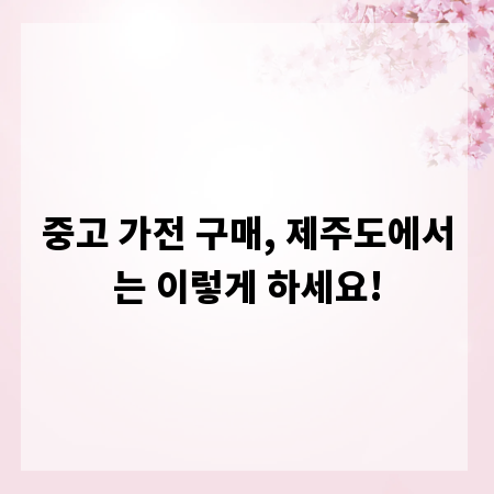 중고 가전 구매, 제주도에서는 이렇게 하세요!
