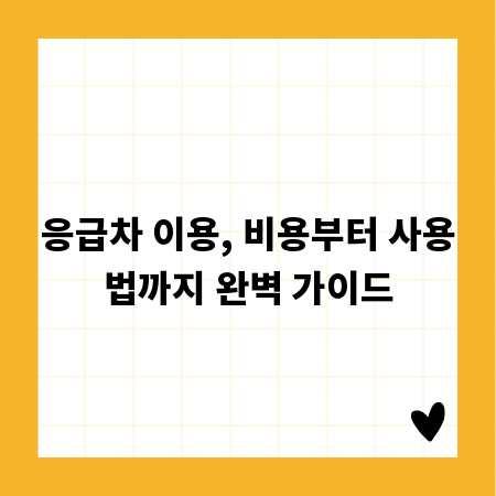 응급차 이용, 비용부터 사용법까지 완벽 가이드