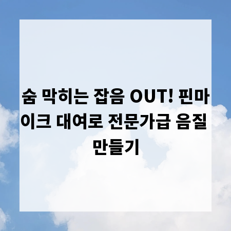 숨 막히는 잡음 OUT! 핀마이크 대여로 전문가급 음질 만들기