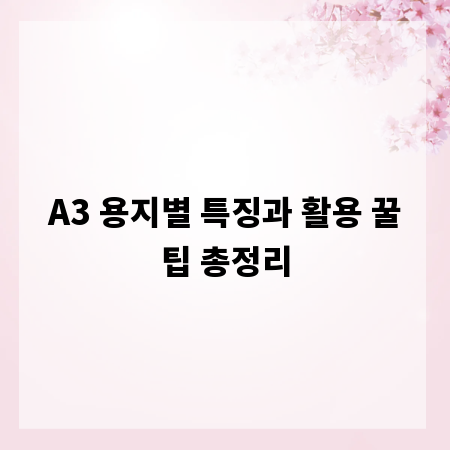 A3 용지별 특징과 활용 꿀팁 총정리