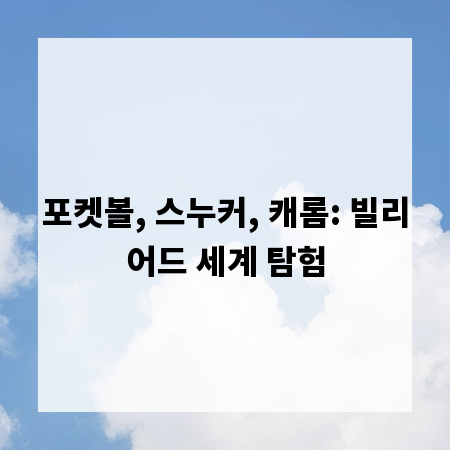 포켓볼, 스누커, 캐롬: 빌리어드 세계 탐험