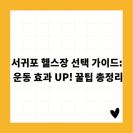 서귀포 헬스장, 제대로 고르는 꿀팁 대방출