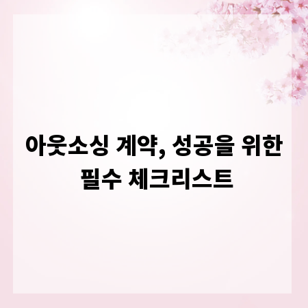 아웃소싱 계약, 성공을 위한 필수 체크리스트