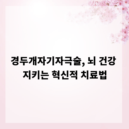 경두개자기자극술, 뇌 건강 지키는 혁신적 치료법