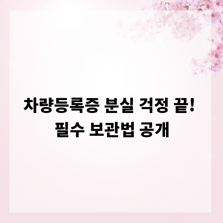 차량등록증 분실 걱정 끝! 필수 보관법 공개
