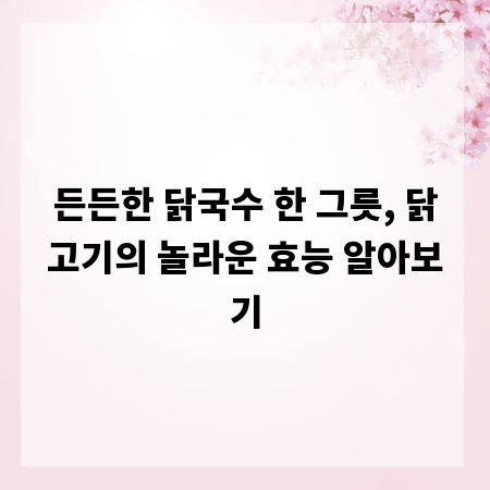 든든한 닭국수 한 그릇, 닭고기의 놀라운 효능 알아보기