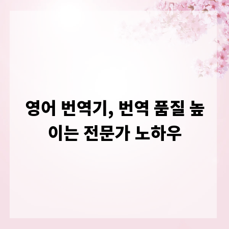영어 번역기, 번역 품질 높이는 전문가 노하우