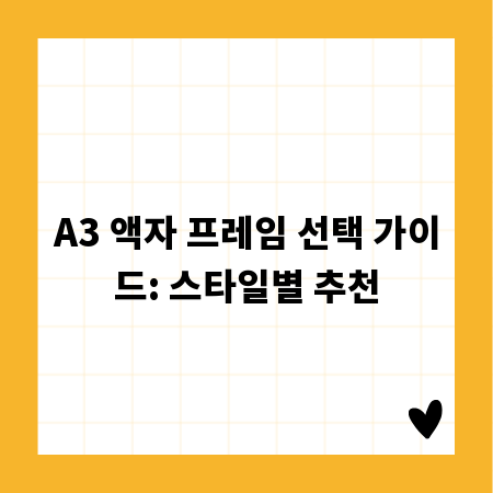 A3 액자 프레임 선택 가이드: 스타일별 추천