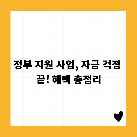 정부 지원 사업, 자금 걱정 끝! 혜택 총정리