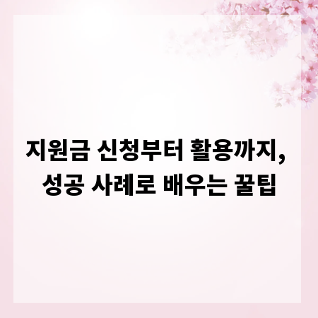 지원금 신청부터 활용까지, 성공 사례로 배우는 꿀팁