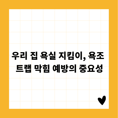 우리 집 욕실 지킴이, 욕조 트랩 막힘 예방의 중요성