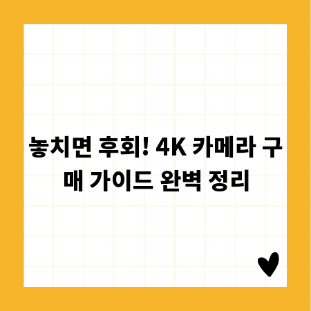 놓치면 후회! 4K 카메라 구매 가이드 완벽 정리