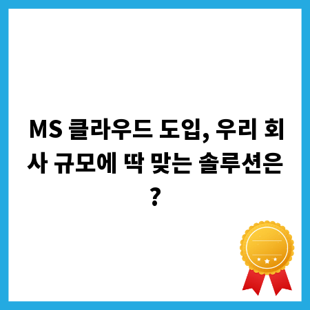MS 클라우드 도입, 우리 회사 규모에 딱 맞는 솔루션은?