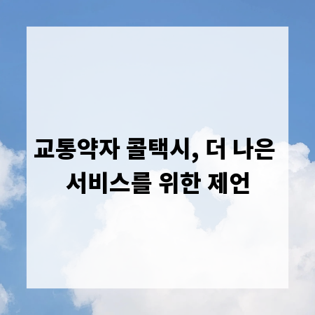 교통약자 콜택시, 더 나은 서비스를 위한 제언