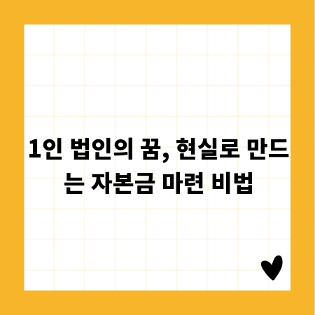1인 법인의 꿈, 현실로 만드는 자본금 마련 비법