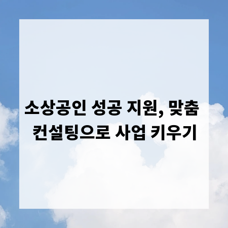소상공인 성공 지원, 맞춤 컨설팅으로 사업 키우기