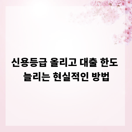 신용등급 올리고 대출 한도 늘리는 현실적인 방법